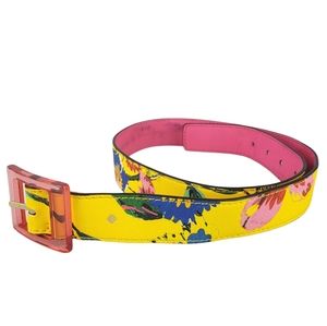 Kate Spade Womens Belt Leather Pink Yellow Floral Small
